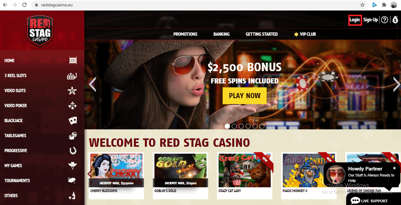 Red Stag Casino Homepage