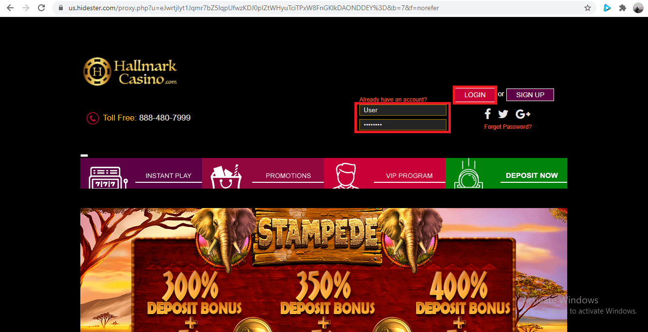 Hallmark Casino Homepage
