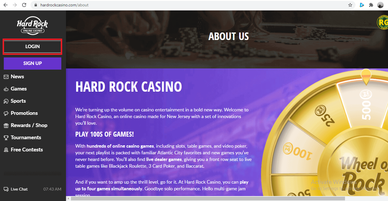 Hard Rock Casino Homepage